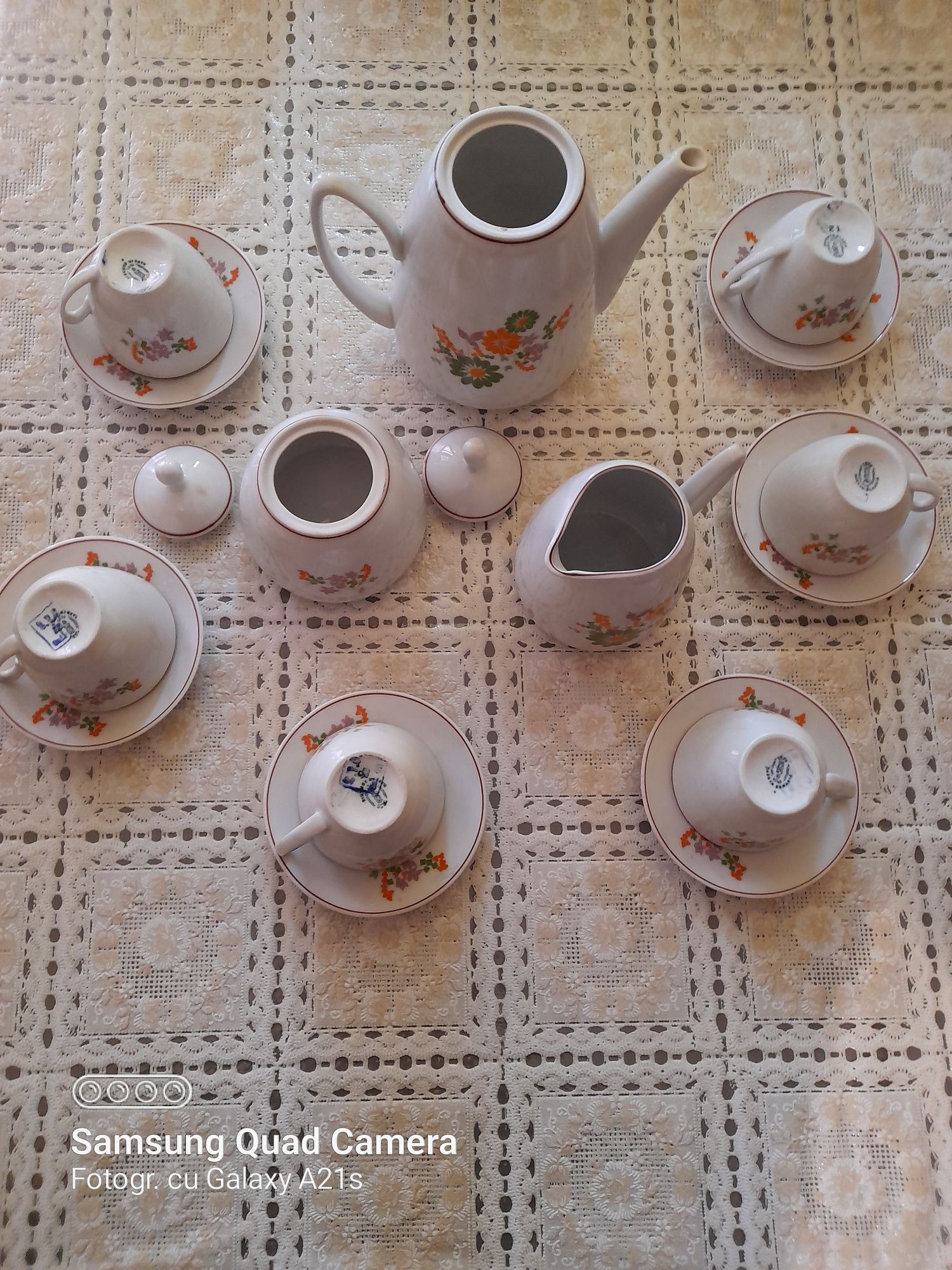 Set pahare cristal+ set serviciu de cafea portelan