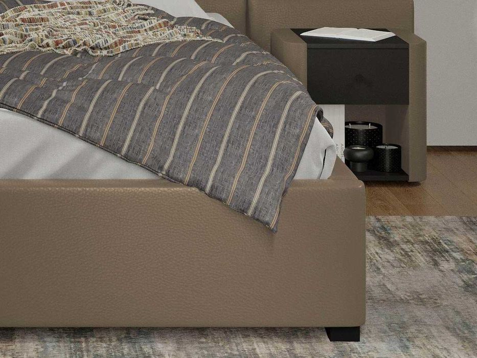 Pat tapitat Cico rabatabil 287 x 114 C2 din piele/stofa Bej Nube 11