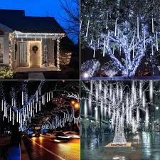 LED висулки, падащ сняг 8 х 50см, коледни светлини