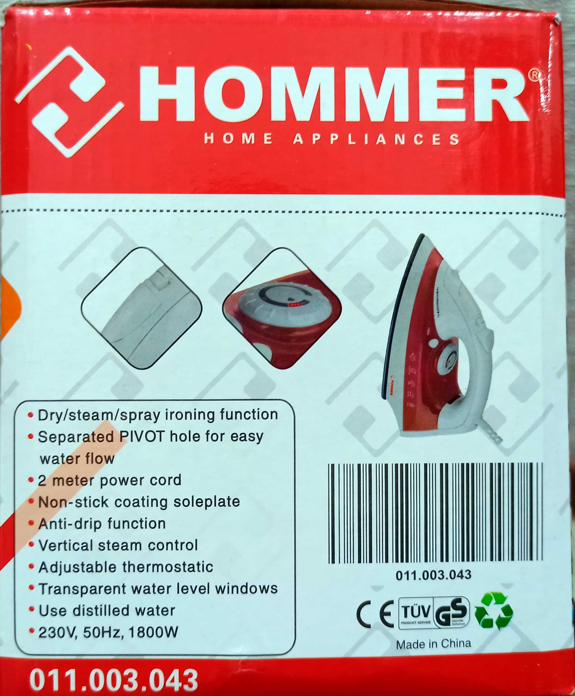 новый утюг HOMMER 1800W