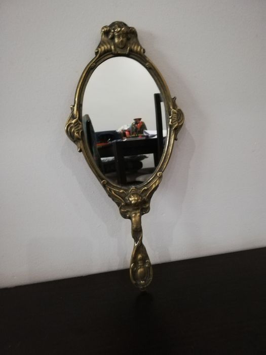 Прекрасно, винтидж, ръчно огледало. Бронз.