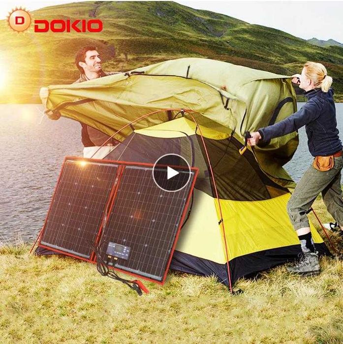 DOKIO™ 18V 110W Двоен Сгъваем Слънчев Панел 12V 10A Соларен Контролер