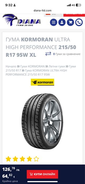 Гуми Kormoran 215/50 R17 нови. Цената е за 2те