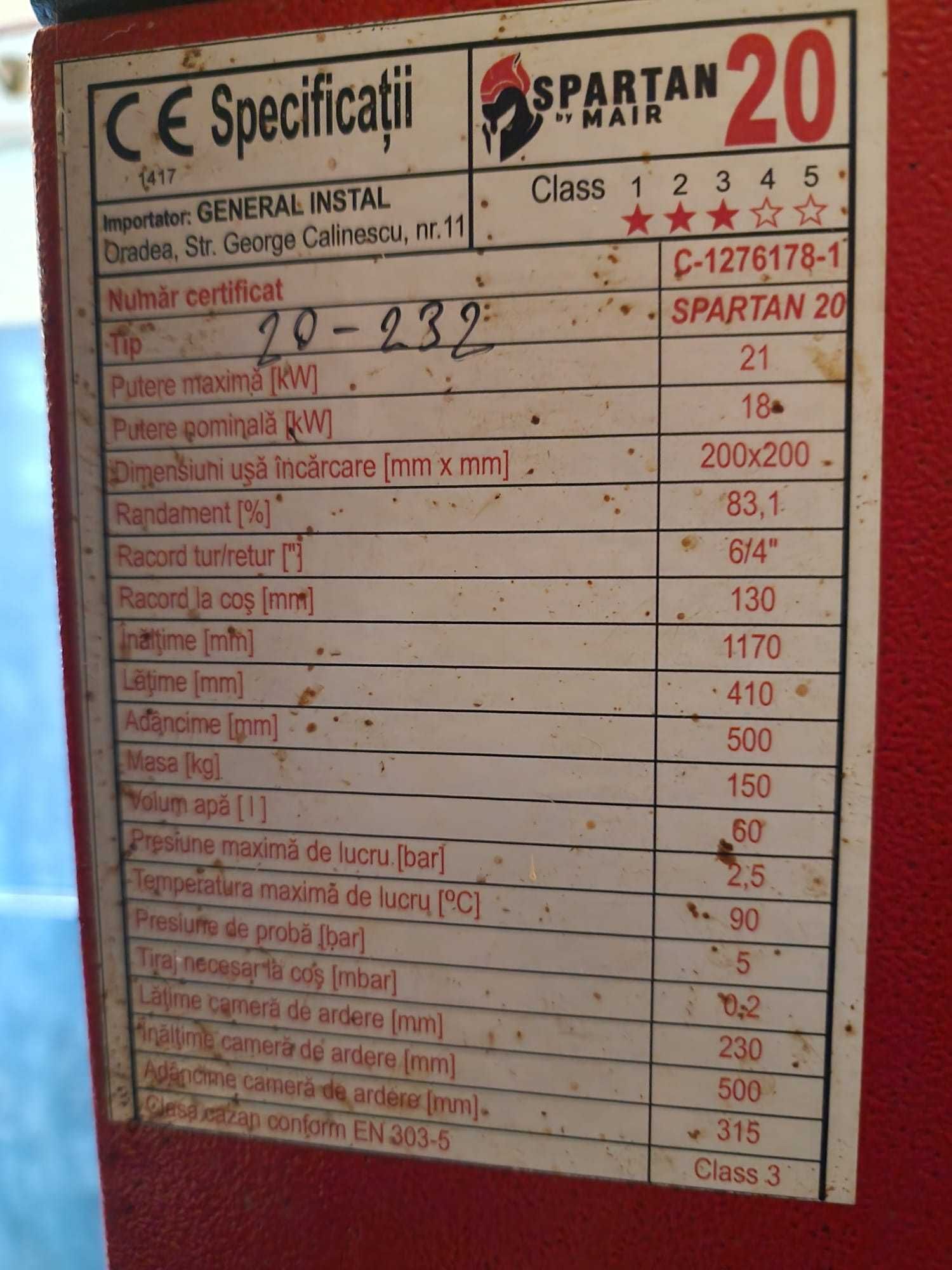 Vand centrala termica pe lemne SPARTAN 20