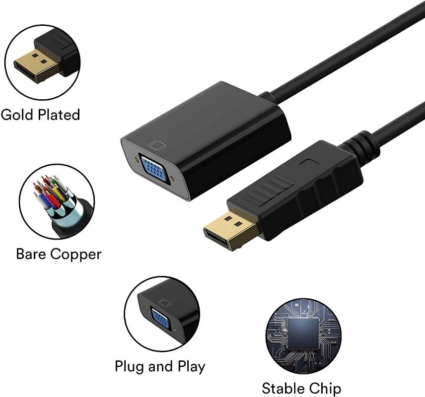 Переходник с Displayport на VGA, адаптер