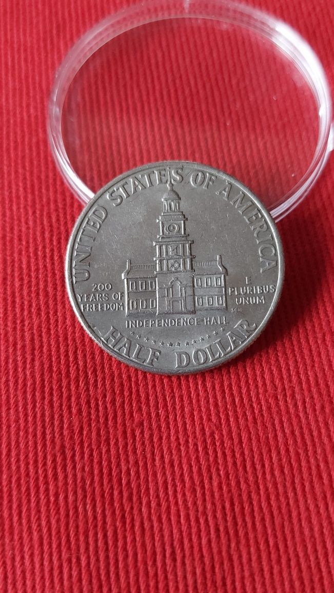 Monedă Half Dollar Kennedy aniversară, 200 ani USA Independence