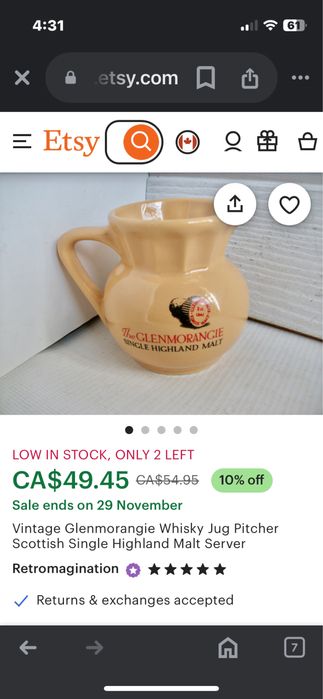 Рядка колекционерска кана за уиски GLENMORANGIE Ретро шотландска