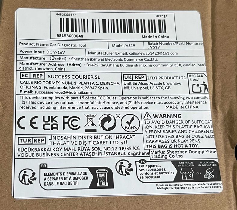 Tester auto diagnoza OBD2 V519 nou suport 9 protocoale si Live Data