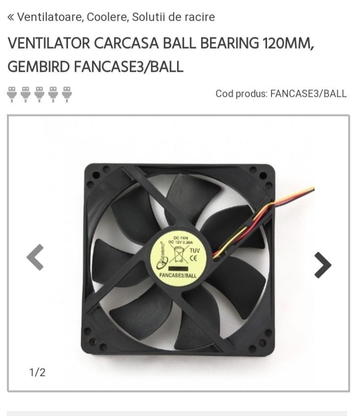 Ventilator carcasa Gembird FANCASE3/BALL, 120mm