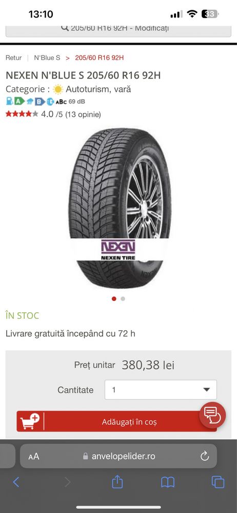 Set 4 anvelope vara NOI Nexen N'Blue S 205/60 R16