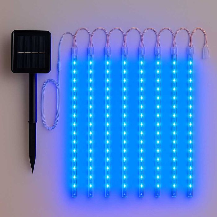 ПРОМОЦИЯ падащ сняг соларни коледни лампички  бяла светлина 3м х 30см