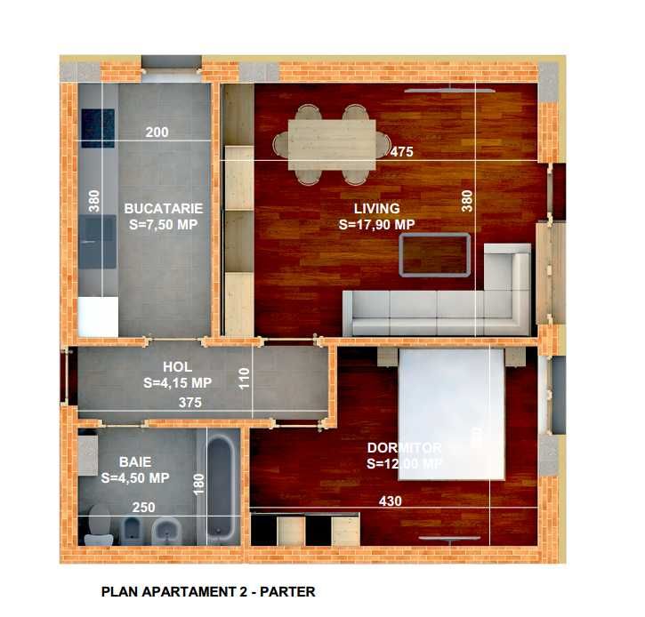 Apartament 2 camere, 44 mp, Pret promotional, Bloc nou