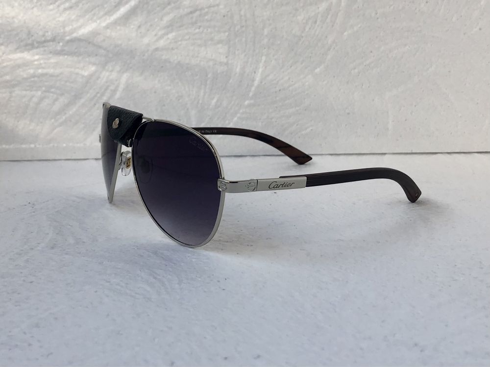 Cartier Мъжки слънчеви очила авиатор с кожа 2 цвята