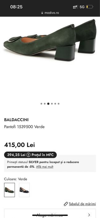 Pantofi dama BALDACCINI, piele intoarsa, noi, culoare verde