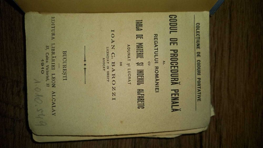 Codul de procedura penala al Regatului Romaniei, an 1910