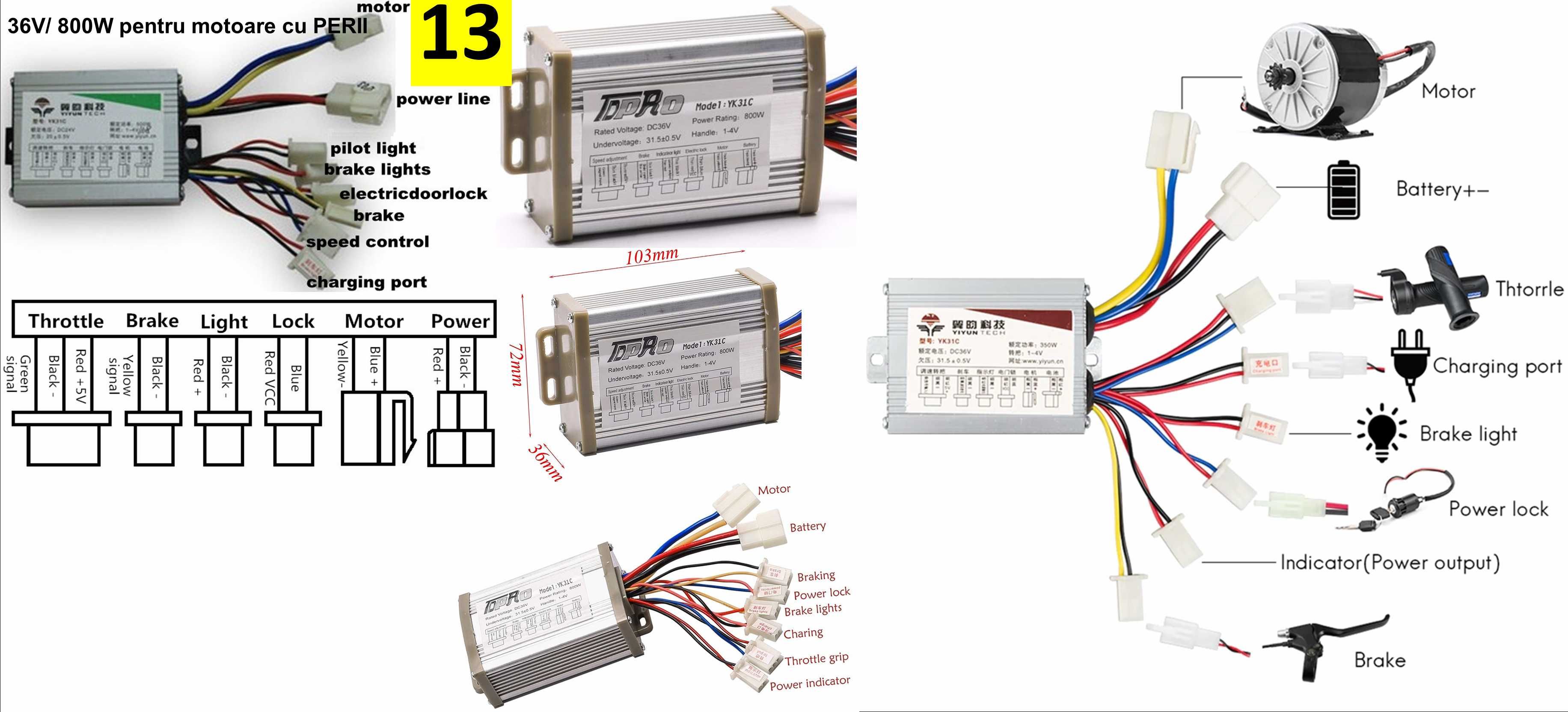 Controler bicicleta electrica scuter 24V36V/48V/60V 450W 36V-48V 500W.