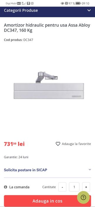 Amortizor ușa ASSA ABLOY  DC347