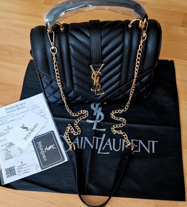 Geanta damă super model (Ysl),logo metalic auriu, saculet, etichetă