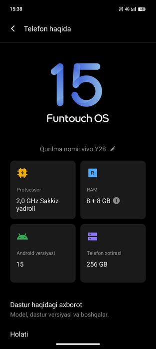 Vivo y 28  256 gb toza