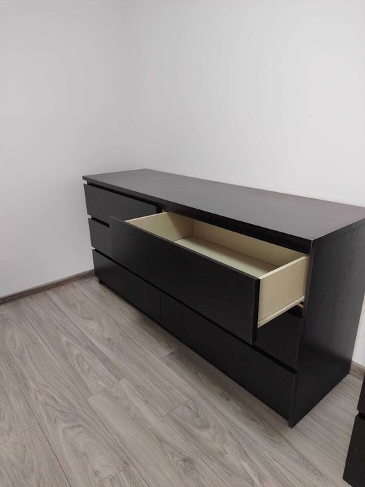 Comodă 3 sertare, negru-maro, 80x78 cm