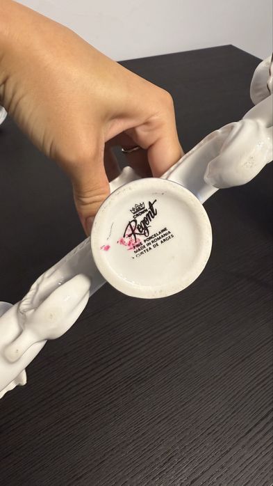 Suport lumanari din portelan albastru / stesnic vintage