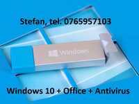 Stick USB bootabil WINDOWS 10 + OFFICE + Antivirus cu licenta Retail