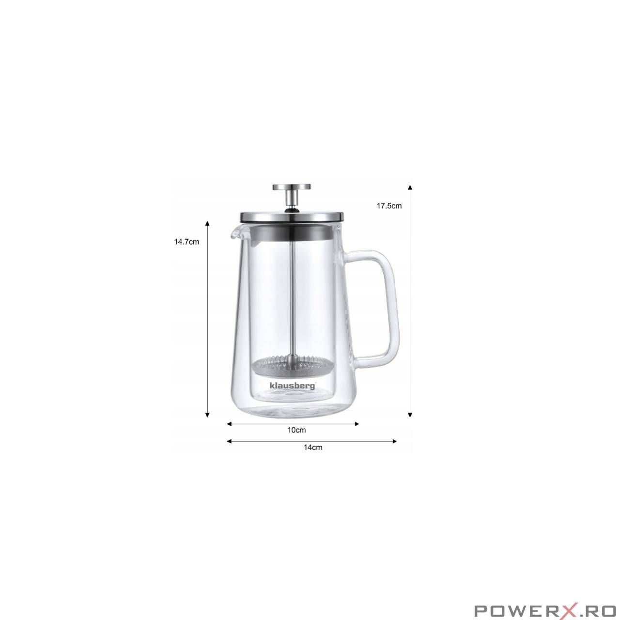 Infuzor transparent, din sticla, cu perete dublu, pentru cafea, ceai