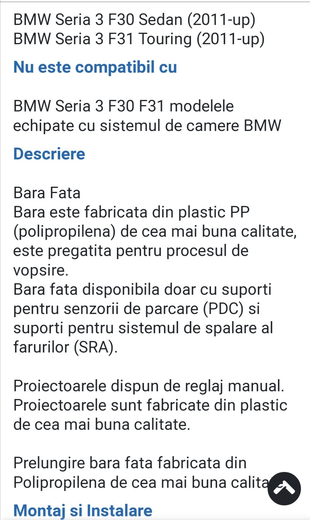 Bară față BMW F30/F31