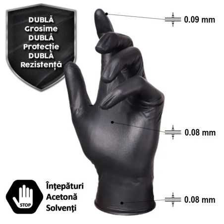 Здрави Автосервизни Черни Нитрилни Ръкавици 6.5 гр.