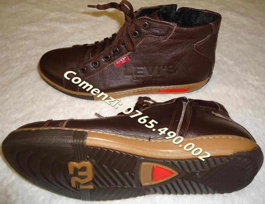 Ghete barbati piele naturala maro imblanite total toamna iarna