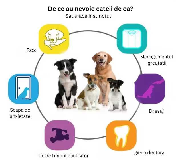 Jucărie cu funii înnodate din bumbac non-toxic si mingie de tenis
