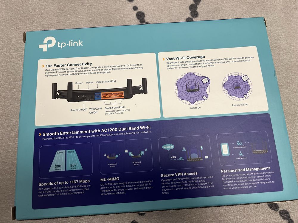 Tp-link Archer c6 v2 ac1200 nefolosit pachet complet