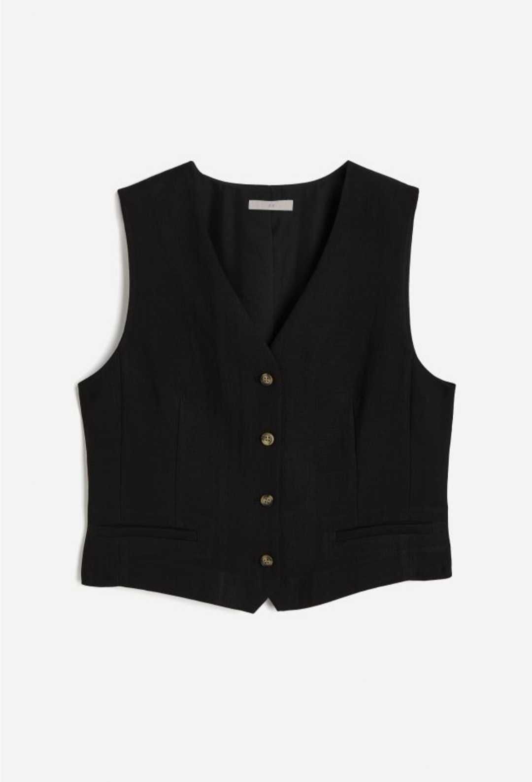 Официален дамски черен панталон H&M, размер 38, официален елек НМ