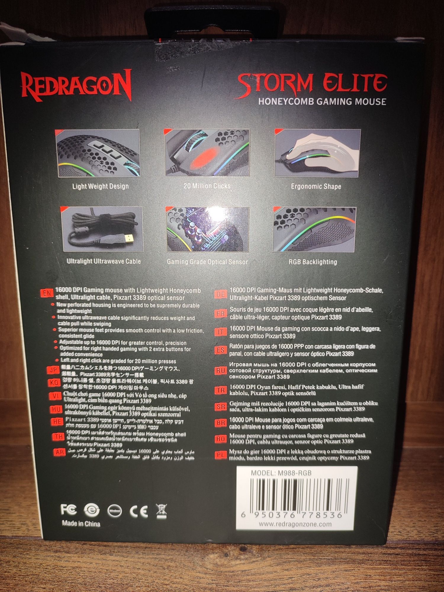 Vând mouse gaming Redragon storm elite honeycomb.