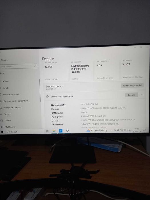 unitate pc DESKTOP-KQEPTBS si Monitor diametru 80 cm
