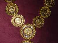Salbă din metal comun auriu/Gablonț/costum popular/ Colier
