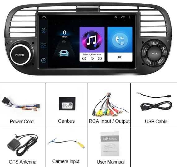 Dvd auto Fiat 500 (2007-2014) cu Android 11, Carplay