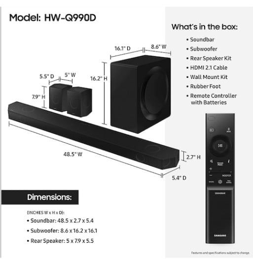 Саундбар soundbar Samsung HW-Q990D Dolby atmos 656W 11.1.4 ch New 2024