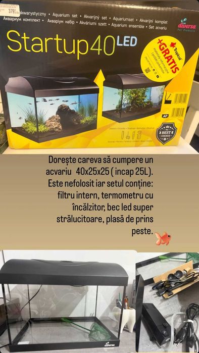 Acvariu de pești 40x25x25