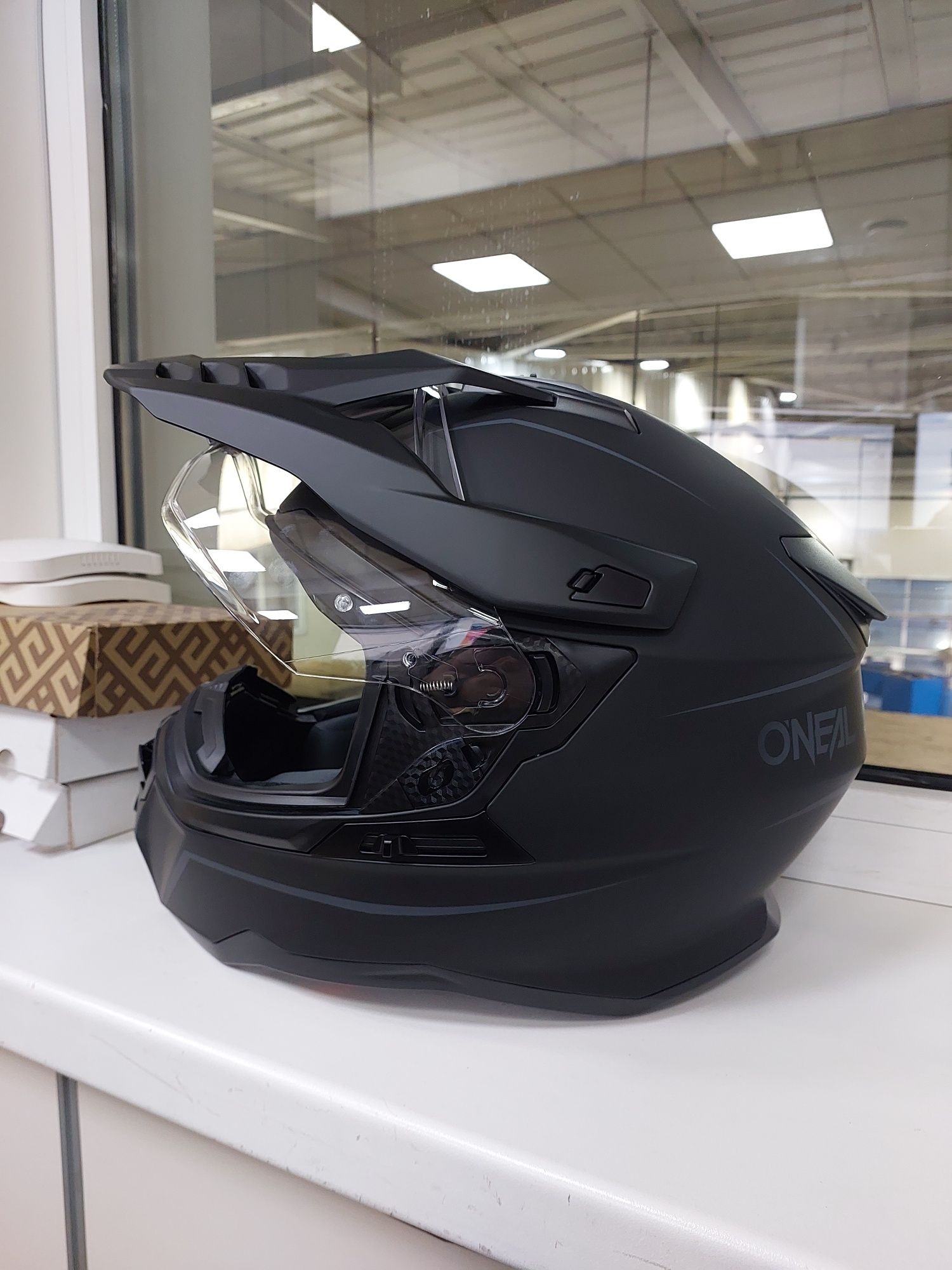 Шлем кроссовый со стеклом O'NEAL D-SRS Solid V24, мат., черный, размер
