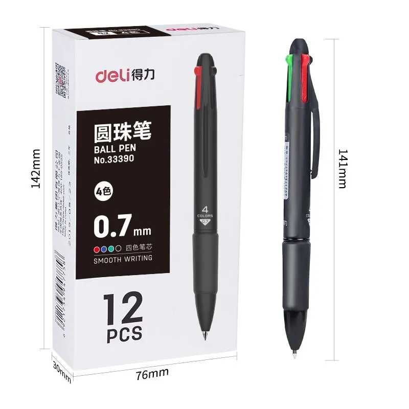 12бр Xiaomi Deli Химикалки с 4 цвята 0.7мм писец
