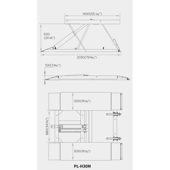 Мобилен монофазен ножичен подемник 3 тона 100 - 620 мм RockForce