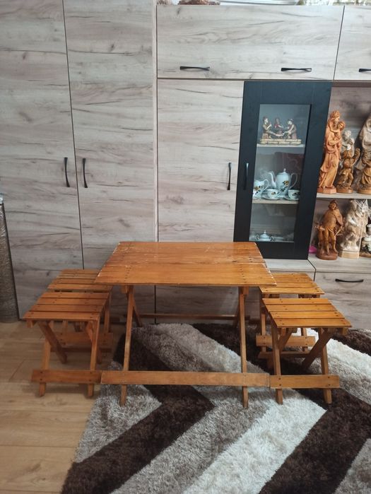 VÎND masă pliantă camping CU 4 SCAUNE rabatabile