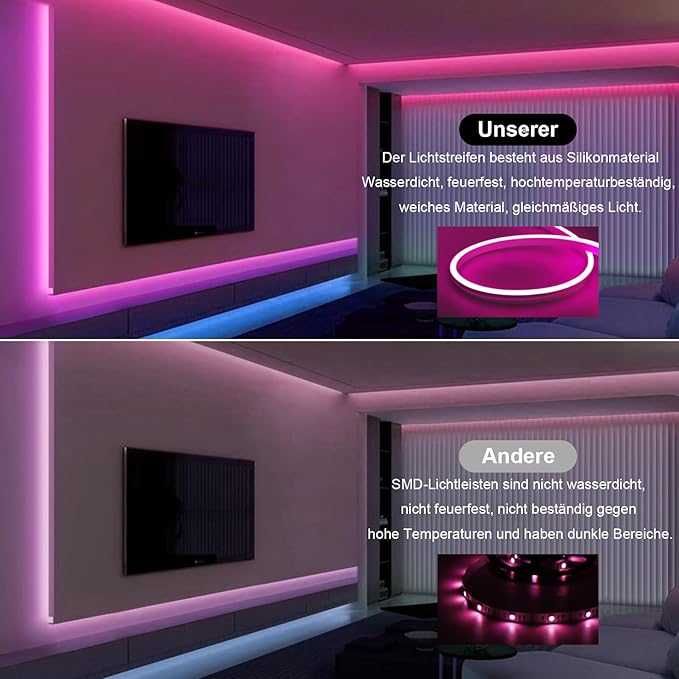 Banda LED RGB Neon 5M siliconata si IMPERMEABILA