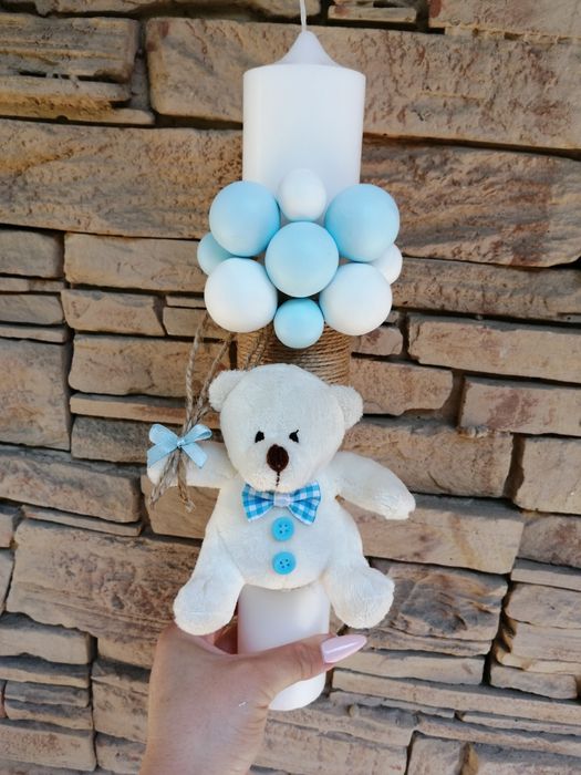 Set trusou pentru botez și lumânare pentru botez lut polimeric/Fimo