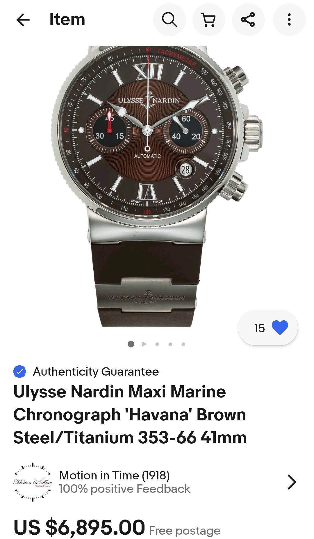 Ceas Ulysse Nardin Maxi Marine Chronograph Automat Hava Brown Dial