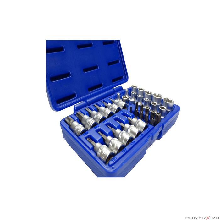 Trusa 34 chei, torx, biti, e-torx, 3/4", Asta