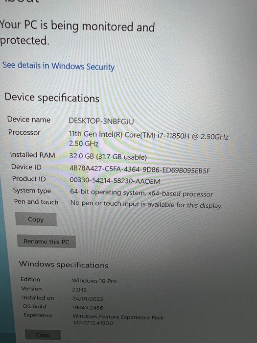 Lenovo  ThinkPad P1, Gen 4,Core i7,32GB RAM, 1TB SSD