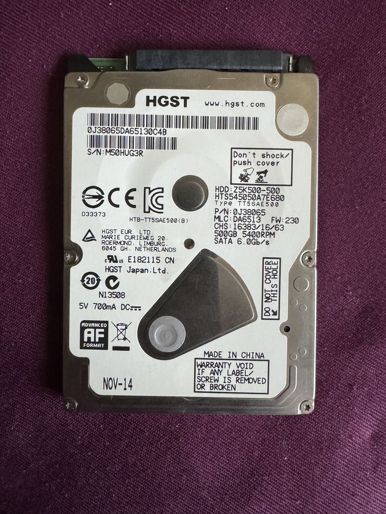 Hard disk laptop HGST Sata 3 500GB 2.5” inch