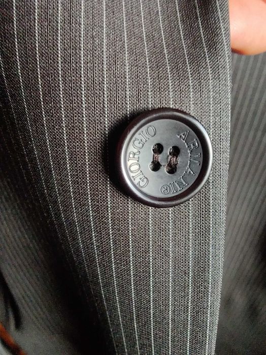 Costum Giorgio Armani - NEGRU cu dungi - ORIGINAL 58 - Lana virgina